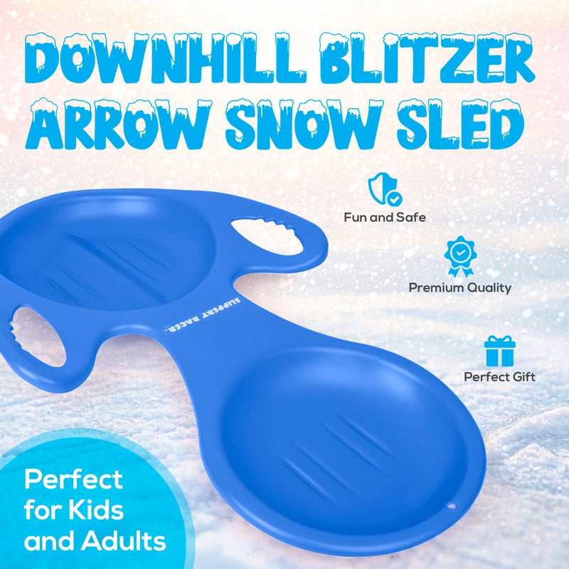 Slippery Racer Downhill Blitzer Arrow Snow Sled. (Blue) - Image 2